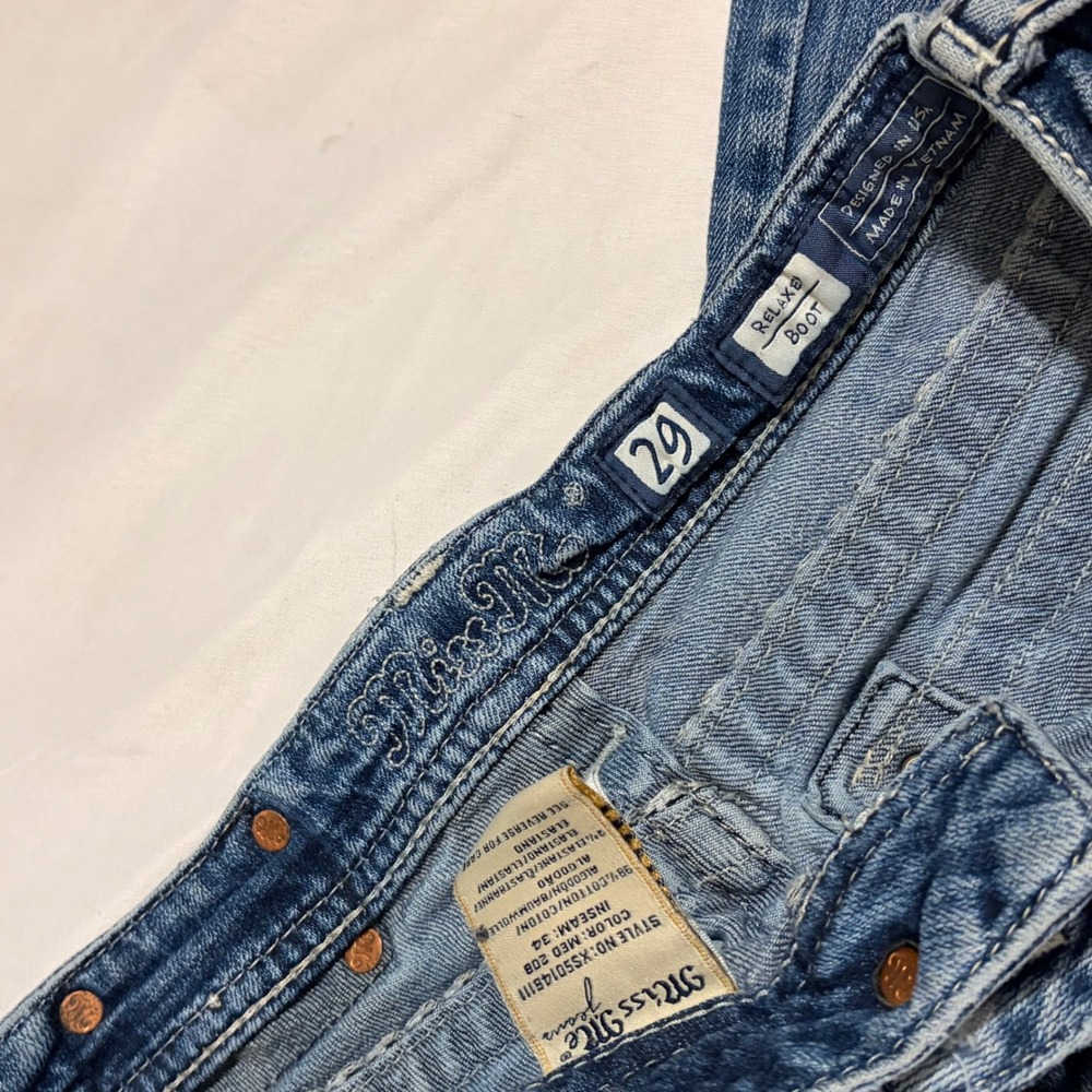 Miss Me Blue Bootcut flare Jeans with rhinestone details on the back pockets - Picture 7 of 14